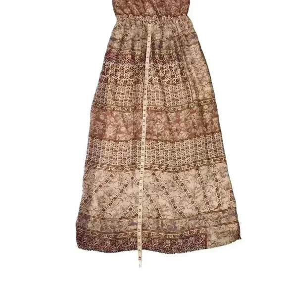 Lily Rose Long Mazi Dress Flare Sleeve Size M Neutral Colors Sheer With Lining - Picture 14 of 16